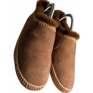 Laidback London Fuyu Slippers Brown Suede Shearling Handmade House Shoes 40
